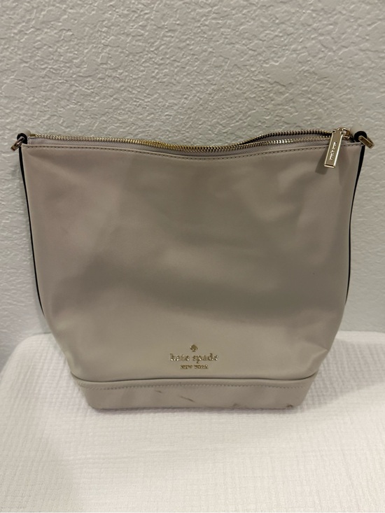 kate spade Handbags - kate spade medium light gray Nylon Zip-Top Shoulder Bag with Gold Hardware